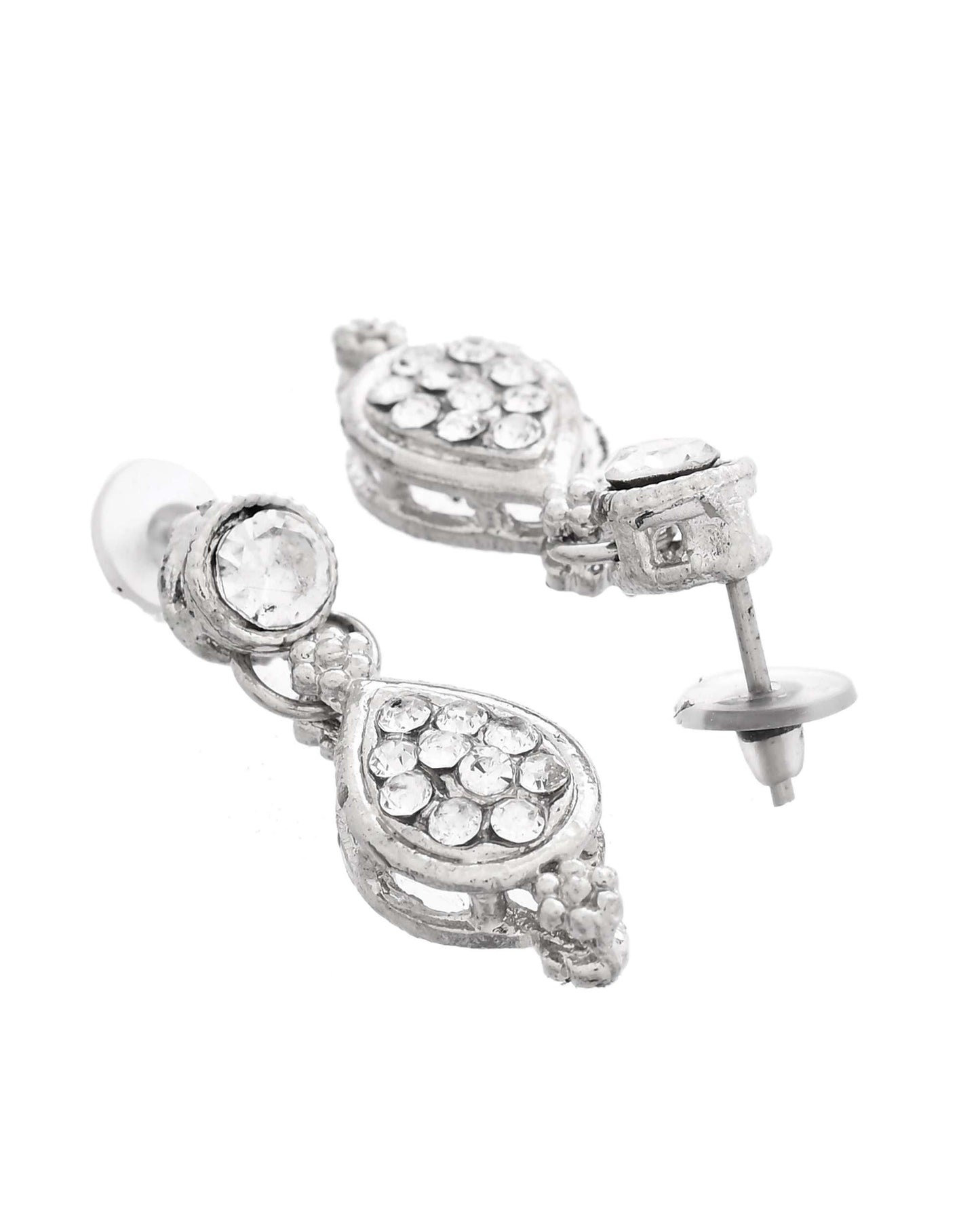 Jewels Nest Silver-Plated AD Studded Traditional Necklace Set for Women - Swadesiicart