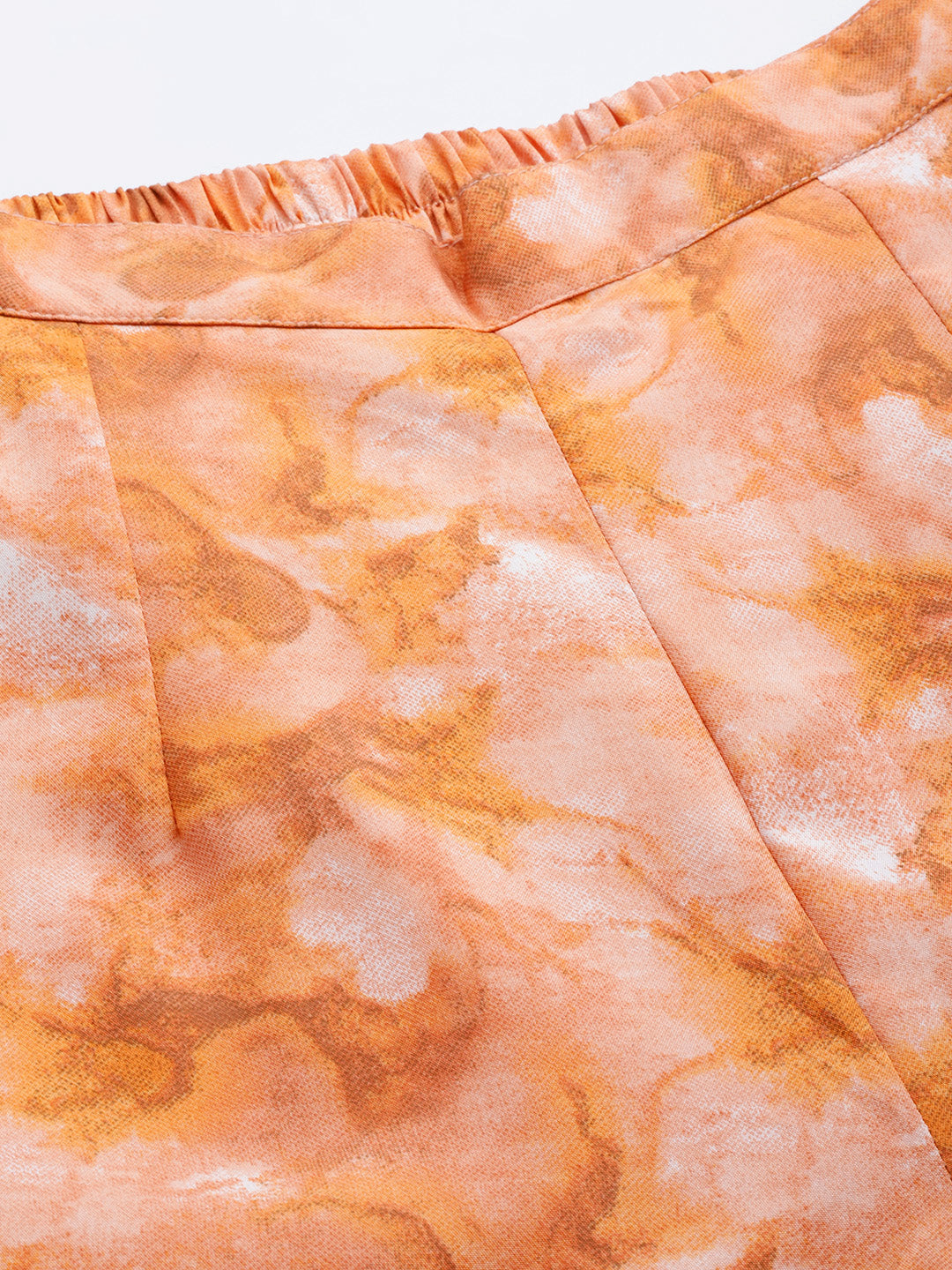 Jainish Women's Orange Printed Crop Top With Palazzos - Swadesiicart