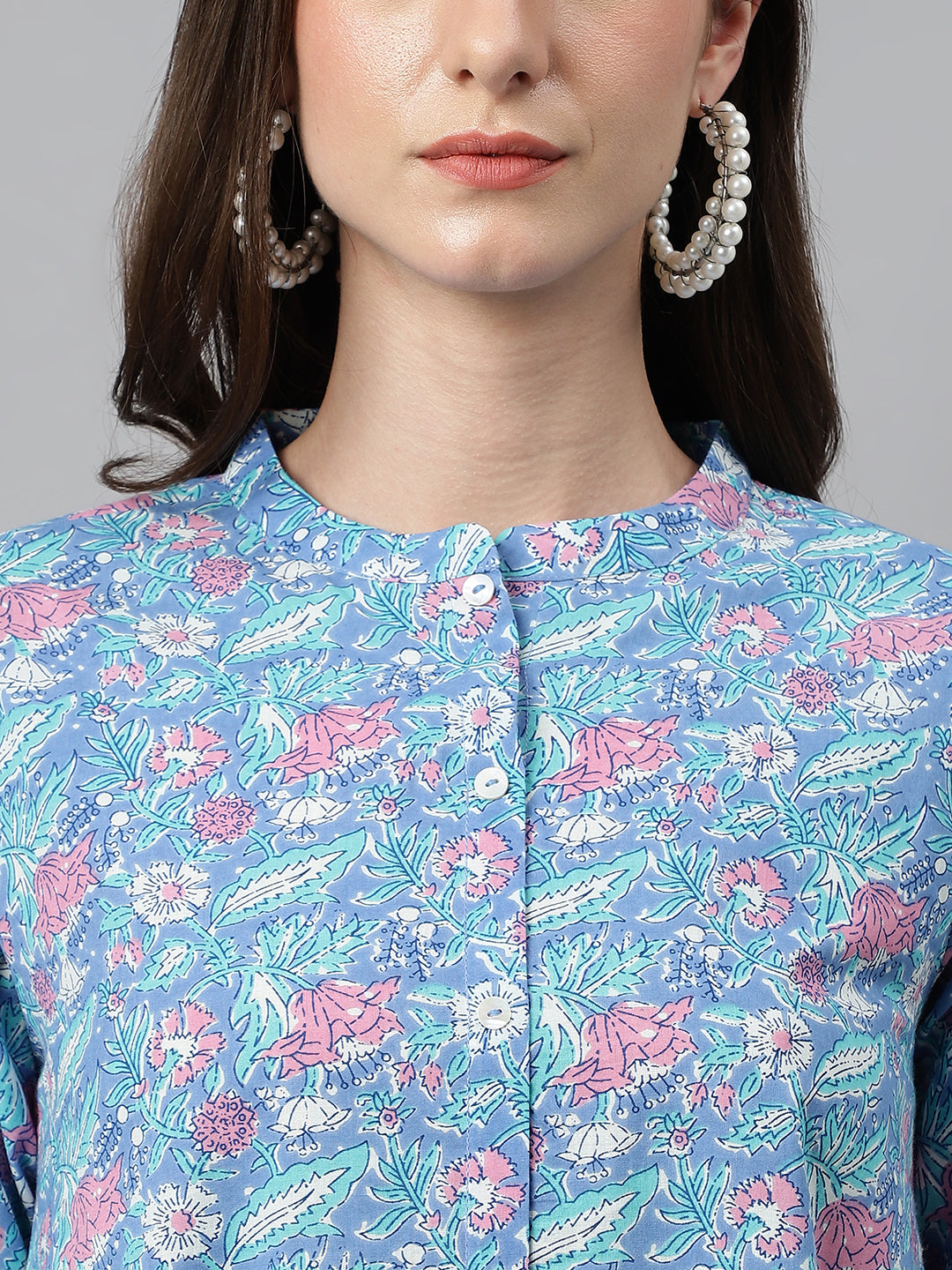 Janasya Women's Multicolor Cotton Botanical Print Casual A-Line Tunic | Swadesiicart