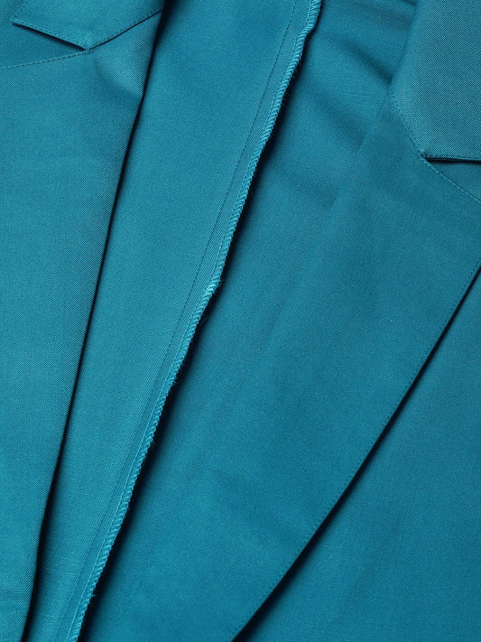 Jompers Women Teal Blue Solid Single-Breasted Smart Casual Blazer | Swadesiicart