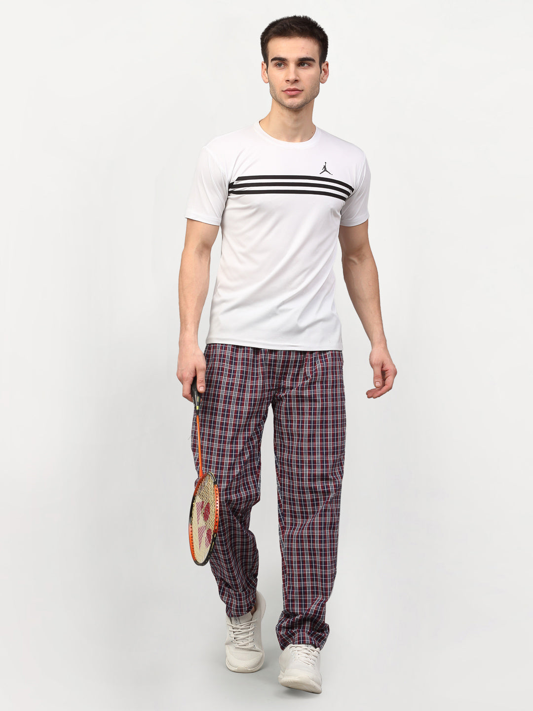 Jainish Men's Multicolor Cotton Checked Track Pants ( JOG 019Multi ) - Swadesiicart