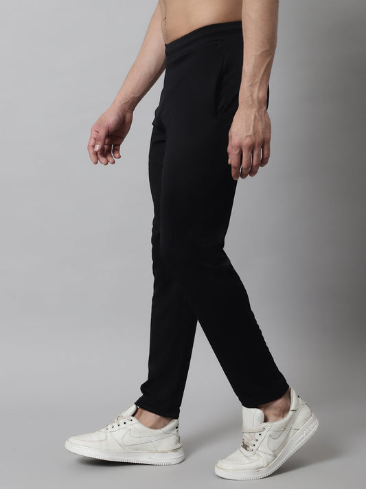 Jainish Men's Black Solid Streachable Lycra Trackpants - Swadesiicart