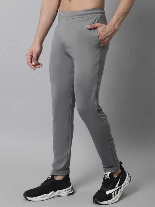 Jainish Men's Grey Solid Streachable Lycra Trackpants - Swadesiicart