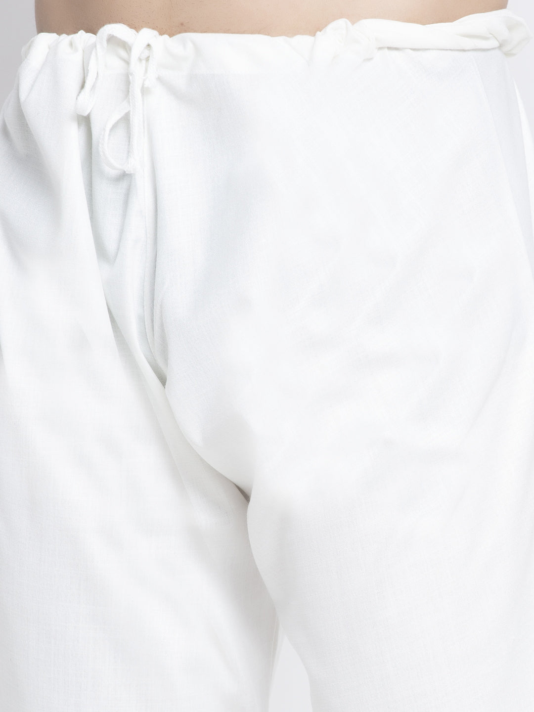 Jompers Men's Solid White Cotton Kurta Payjama with Solid Black Waistcoat | Swadesiicart