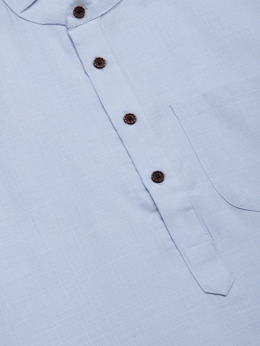 Jompers Men's Beautiful Blue Cotton Solid Kurta Only | Swadesiicart