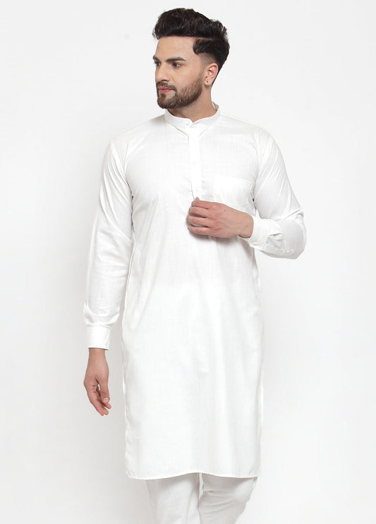 Jompers Men White Solid Kurta Only | Swadesiicart