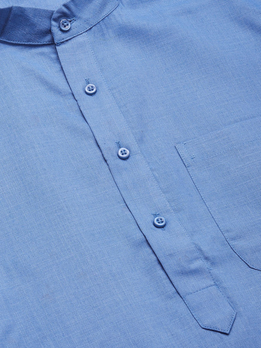Jompers Men's Blue Cotton Solid Kurta Only | Swadesiicart