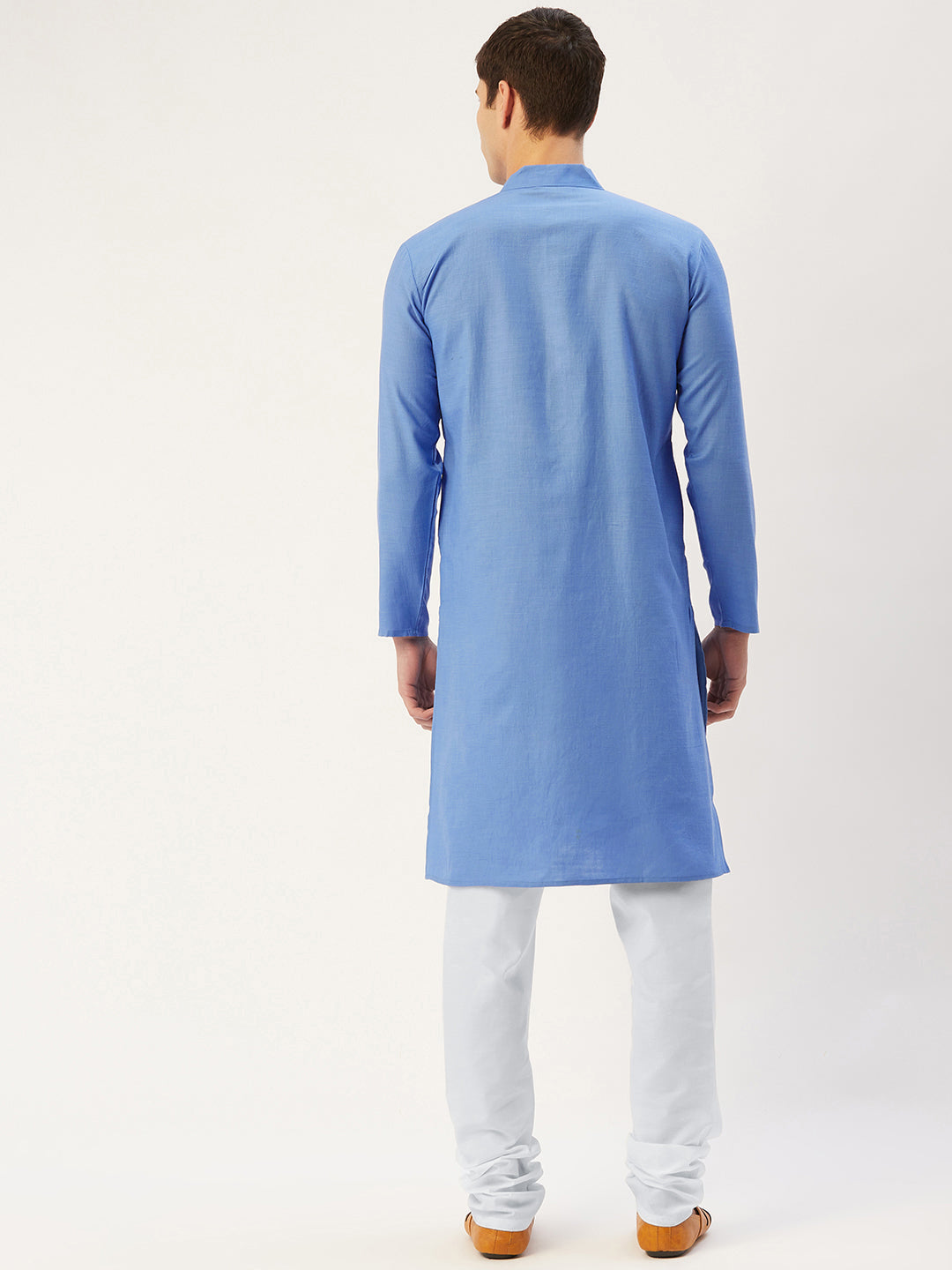 Jompers Men's Blue Cotton Solid Kurta Only | Swadesiicart