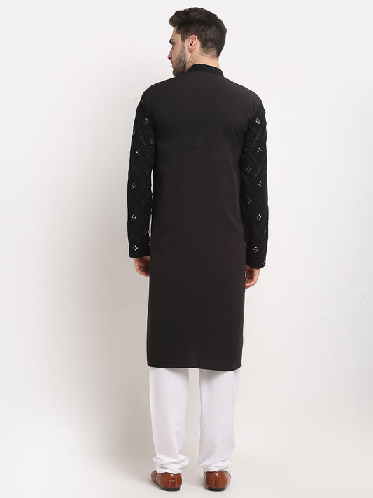 Jompers Men's Black Printed Mirror Kurta Only | Swadesiicart