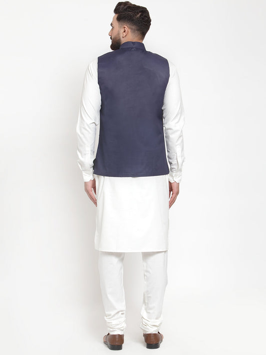 Jompers Men's Beautiful Solid Kurta Pajama with Solid Waistcoat | Swadesiicart