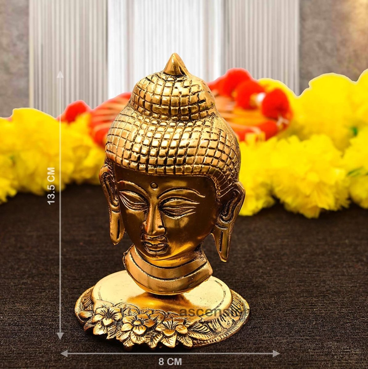 Ascension Designer Oxidize Metal Decorative Golden Lord Buddha Head Idol - Swadesiicart