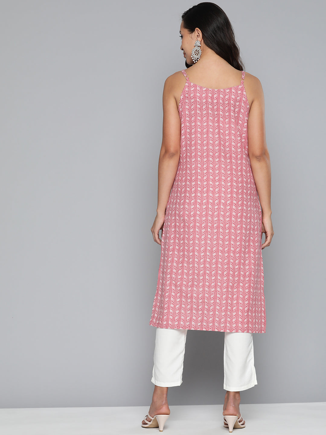 Jompers Women's Floral Printed Red Kurta - Red - Swadesiicart