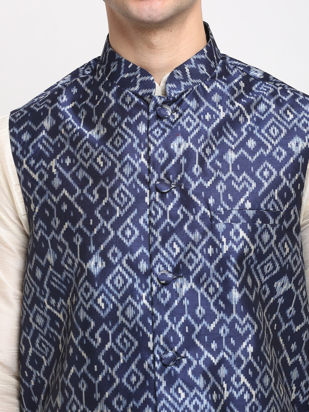 Jompers Men's Blue Digital Printed Blue Waistcoat | Swadesiicart