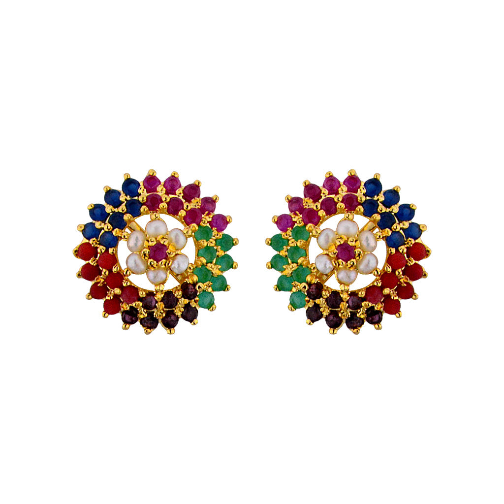 J Pearls Multi Colour Studs - Real Pearl Jewelry | Swadesiicart