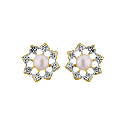 J Pearls Sun Flower Earrings - Real Pearl Jewelry | Swadesiicart
