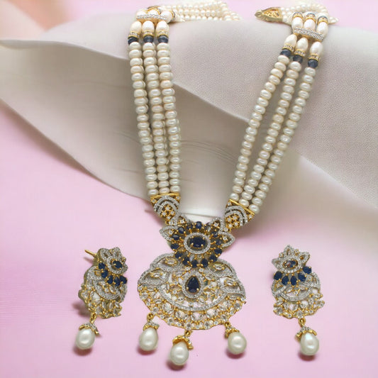J Pearls Heena 3 Lines Rani Haar Necklace | Swadesiicart