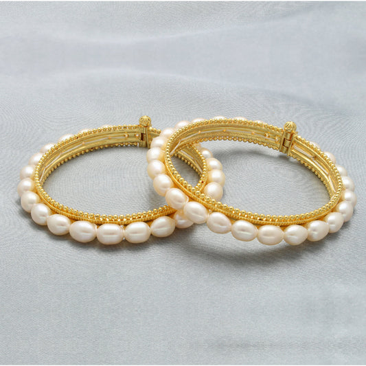 J Pearls Elegant Pearl Bangles - Swadesiicart
