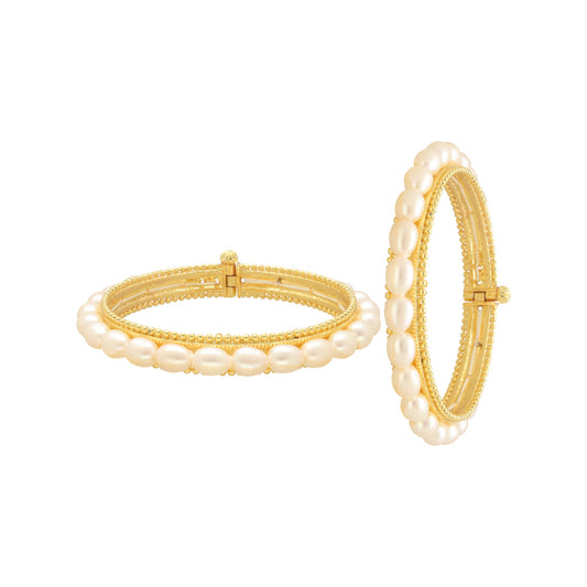 J Pearls Elegant Pearl Bangles - Swadesiicart