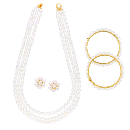 J Pearls 3 String Pearl Necklace - Real Pearl Jewelry - J Pearls