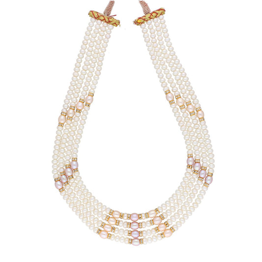 J Pearls 4 Line 4-5Mm Oval Pearl Set - Real Pearl Jewelry - Swadesiicart