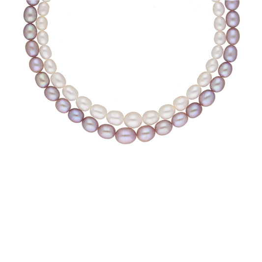 J Pearls Pahal 2 Lines Pearl Necklace Set - Real Pearl Jewelry