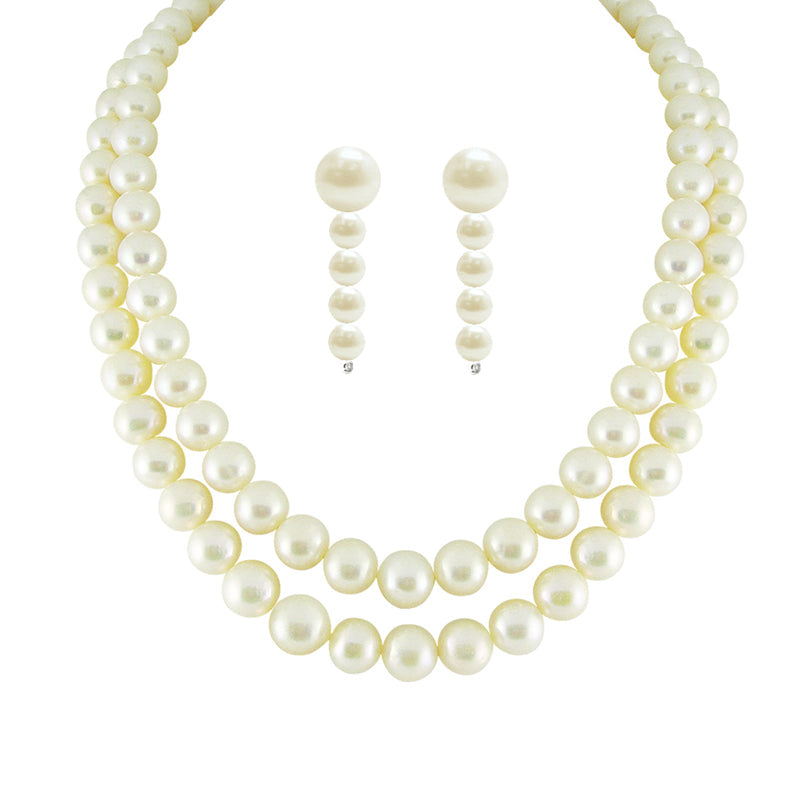 J Pearls New Dual Line Classic Pearl Necklace - Real Pearl Jewelry | Swadesiicart