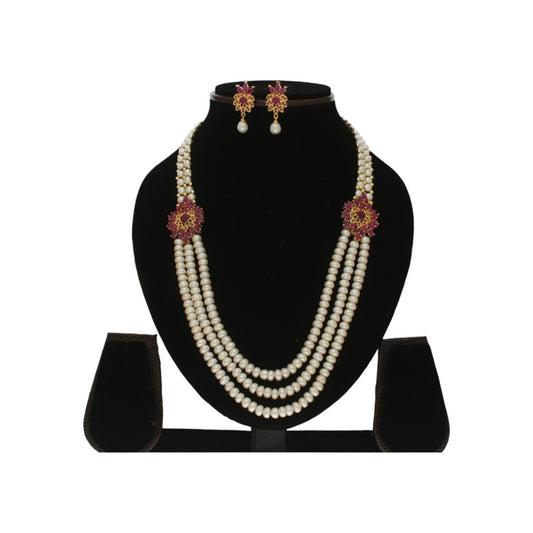 J Pearls Fani 3 Lines Pearl Necklace | Swadesiicart