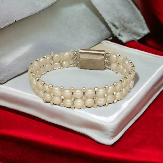 J Pearls Marvelous 2 Lines Pearl Bracelet - Swadesiicart