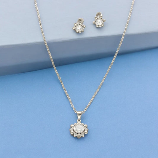 J Pearls Modern 925 Silver Pendant Set | Swadesiicart