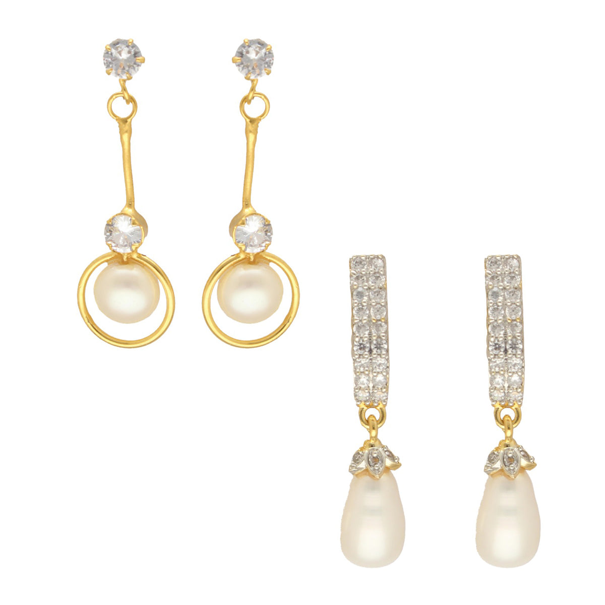 J Pearls Vyom Pearl Earrings Pack 2 - Swadesiicart