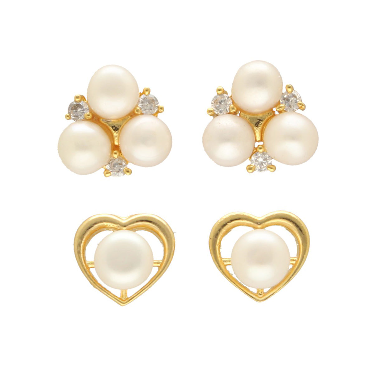 J Pearls Larisa Pearl Earrings Pack 2 - Swadesiicart