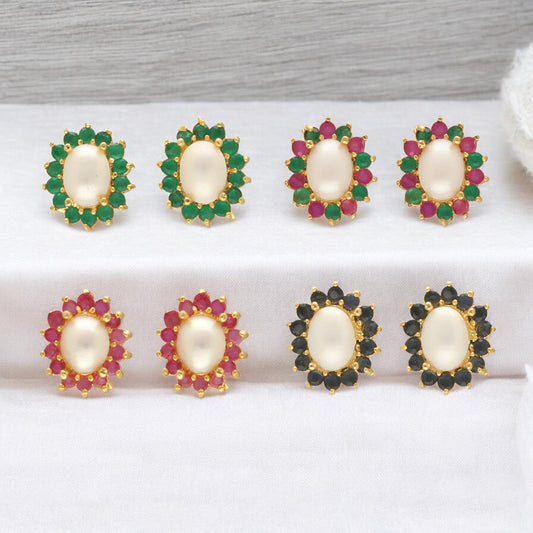 J Pearls Lubov Pearl Earrings Pack 4 - Swadesiicart