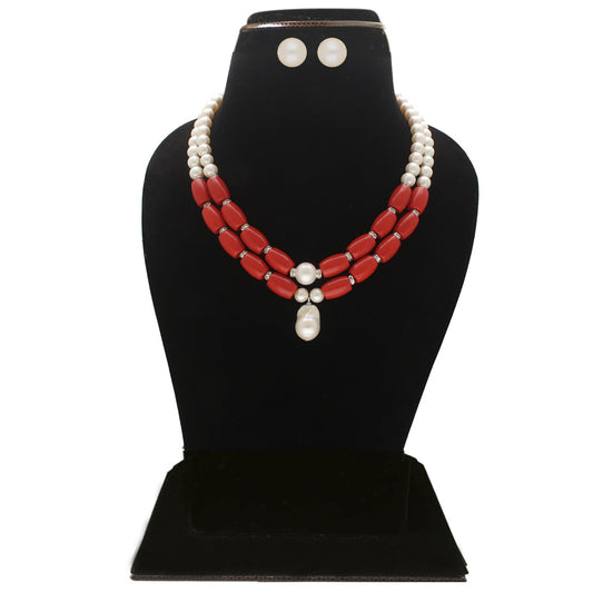 J Pearls Cherry 2 Lines Round Pearl Necklaces