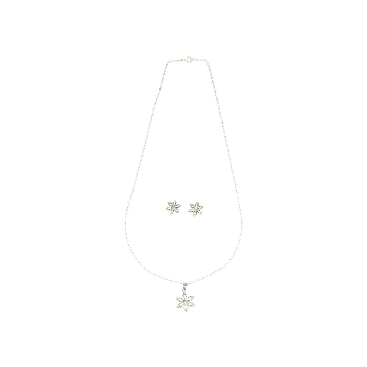 J Pearls Trellis 925 Silver Pendant Set | Swadesiicart