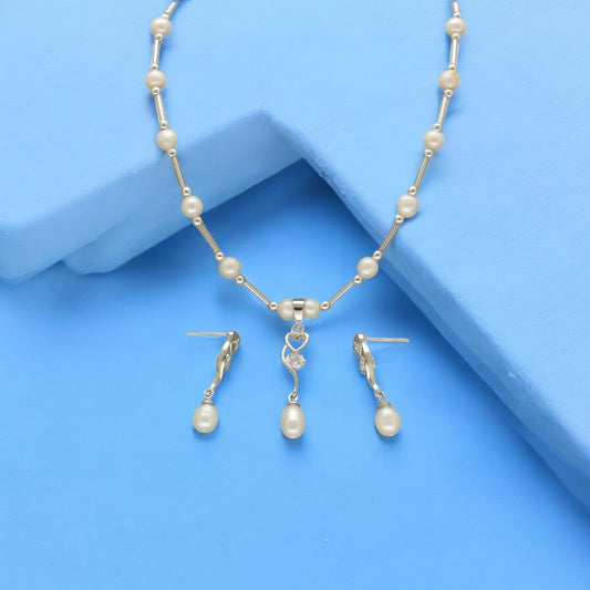 J Pearls Jivika Pearl Pendant Set | Swadesiicart