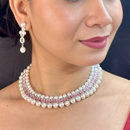 J Pearls Zuri Pearl Choker Set | Swadesiicart