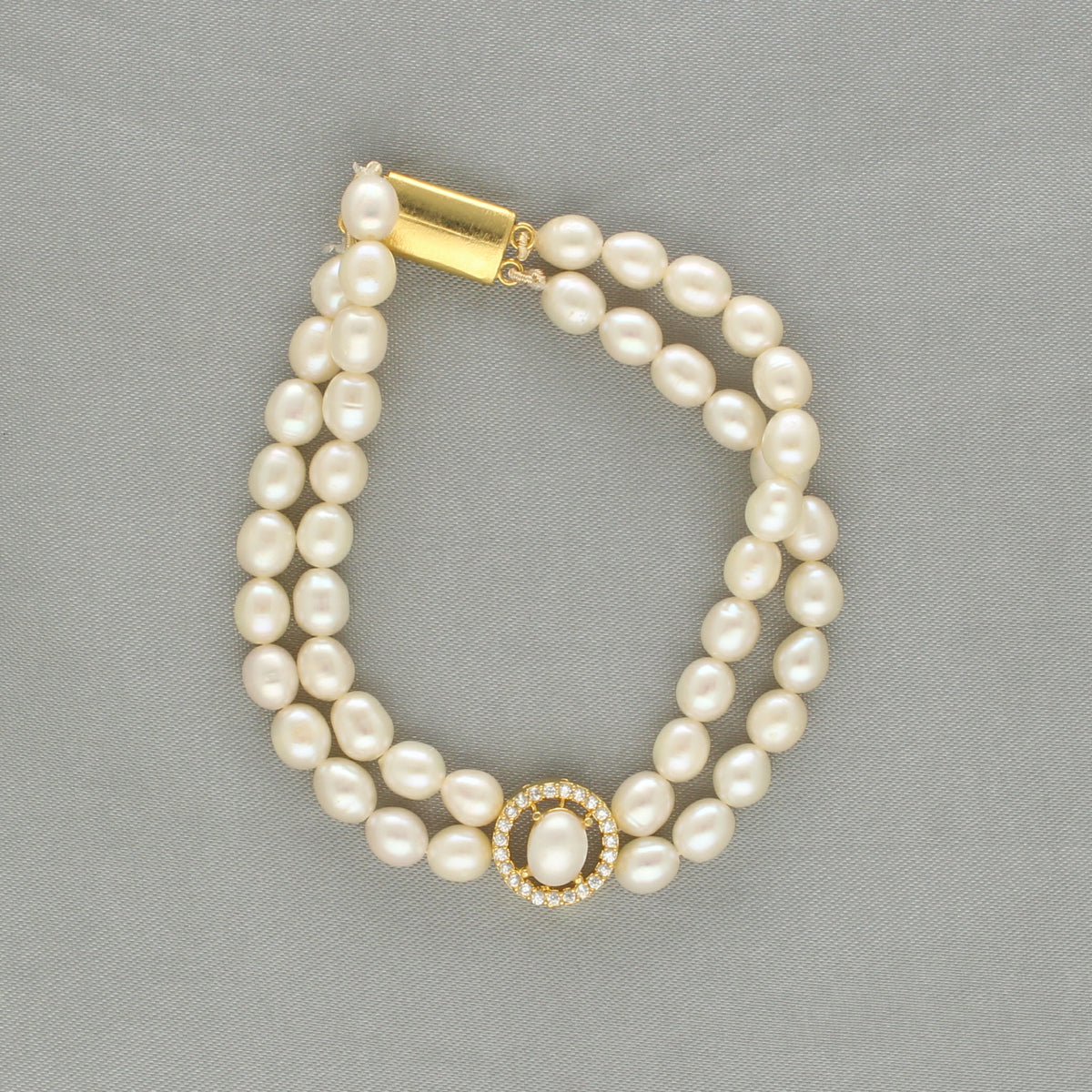 J Pearls Caralin Dual Line Pearl Bracelet - Swadesiicart