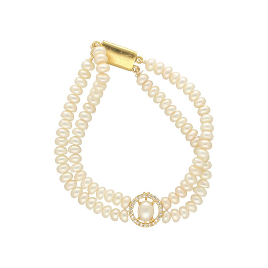 J Pearls Ovia Dual Line Pearl Bracelet - Swadesiicart