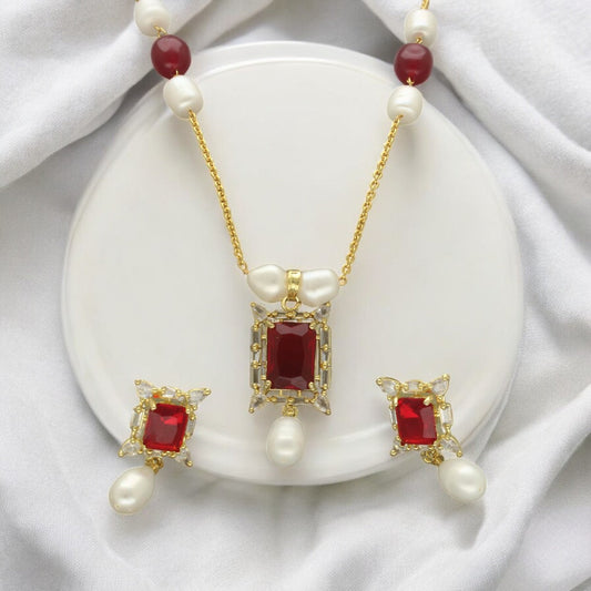 J Pearls Elysia Pearl Pendant Set | Swadesiicart