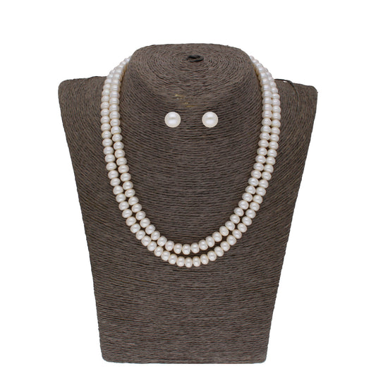 J Pearls Eeshani 2 Lines Pearl Necklaces - Real Pearl Jewelry | Swadesiicart