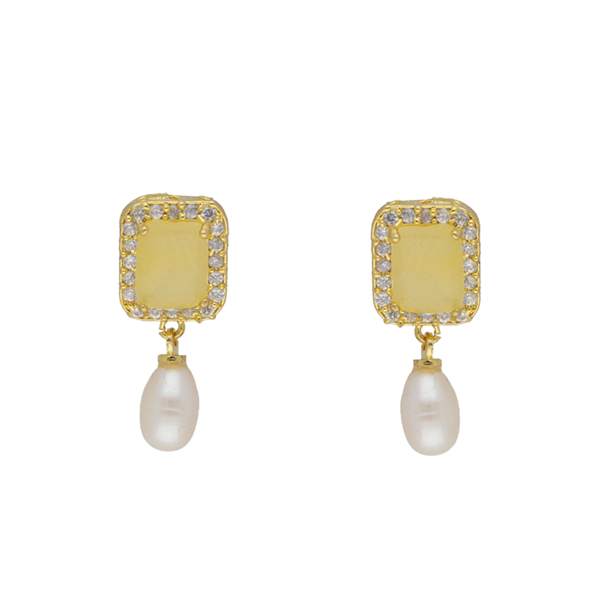 J Pearls Daksina 1 Line Square Pearl Set - Real Pearl Jewelry - Swadesiicart