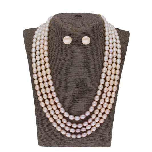 J Pearls Tulsi 4 Lines Pearl Necklaces - Real Pearl Jewelry | Swadesiicart