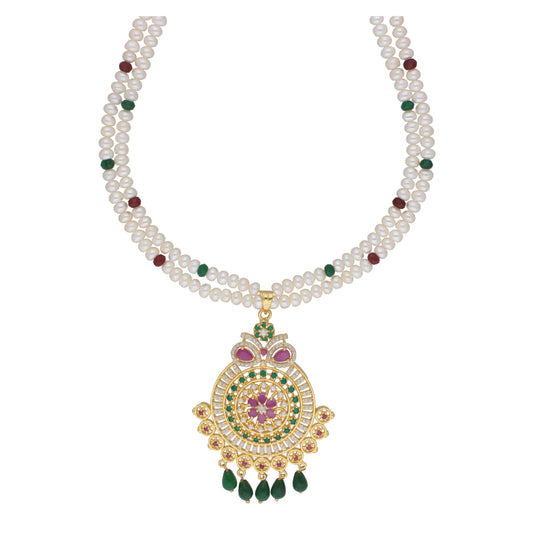 J Pearls Kashika 2 Lines Round Pearl Necklaces - Real Pearl Jewelry | Swadesiicart
