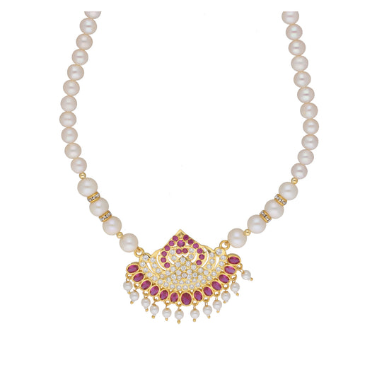 J Pearls Tulsi 1 Line Round Pearl Necklaces - Real Pearl Jewelry | Swadesiicart