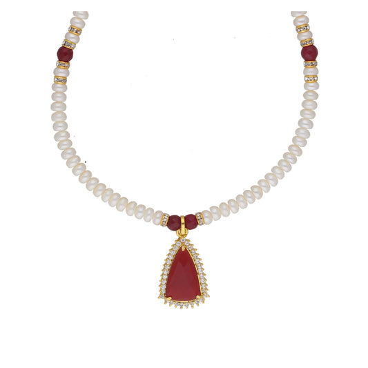 J Pearls Abeedha 1 Line Button Pearl Set - Real Pearl Jewelry