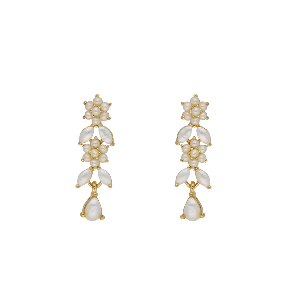J Pearls Zara 1 Line Necklace Set - Real Pearl Jewelry - Swadesiicart