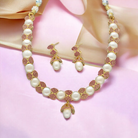 J Pearls Divine Pearl Necklace Set - Swadesiicart
