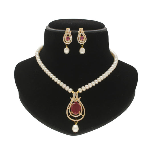J Pearls Sparkle Pearl Necklace Set - Swadesiicart