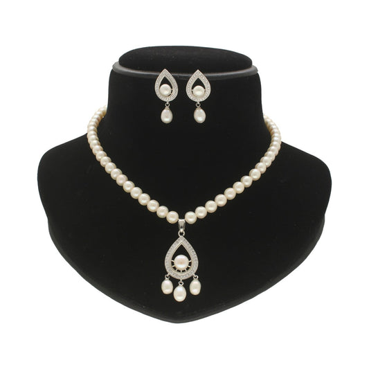 J Pearls Luminary Pearl Necklace Set - Swadesiicart