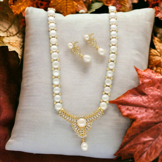 J Pearls Radiant Pearl Necklace Set - Swadesiicart